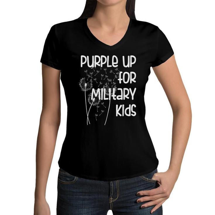 Purple Up For Military Kids - Month Of The Military Child  Women V-Neck T-Shirt
