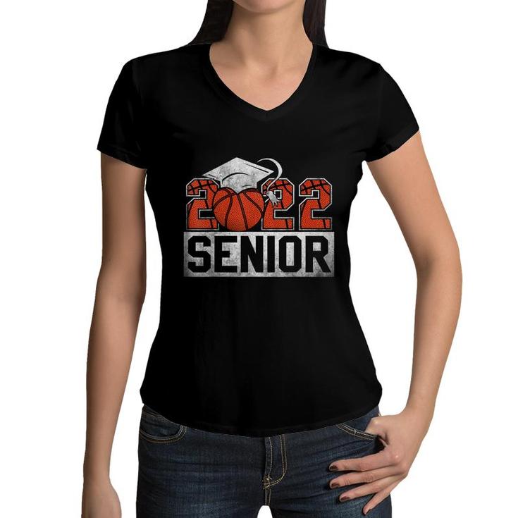 Senior 2022 Basketball Player Class Of 2022 Graduate Boy Mom Women V-Neck T-Shirt