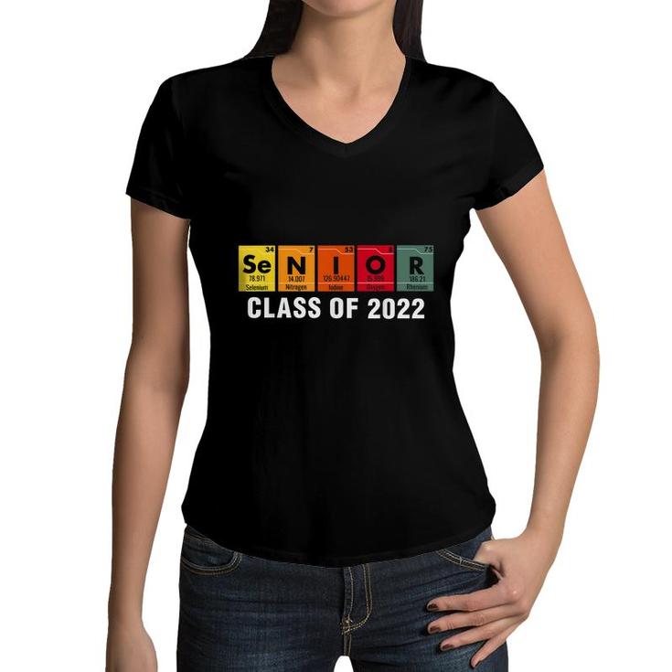 Senior Class Of 2022 Chemistry Elements Periodic Table  Women V-Neck T-Shirt