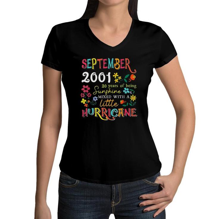 September Girls 2001 Funny 20Th Birthday 20 Years Old Gift Women V-Neck T-Shirt