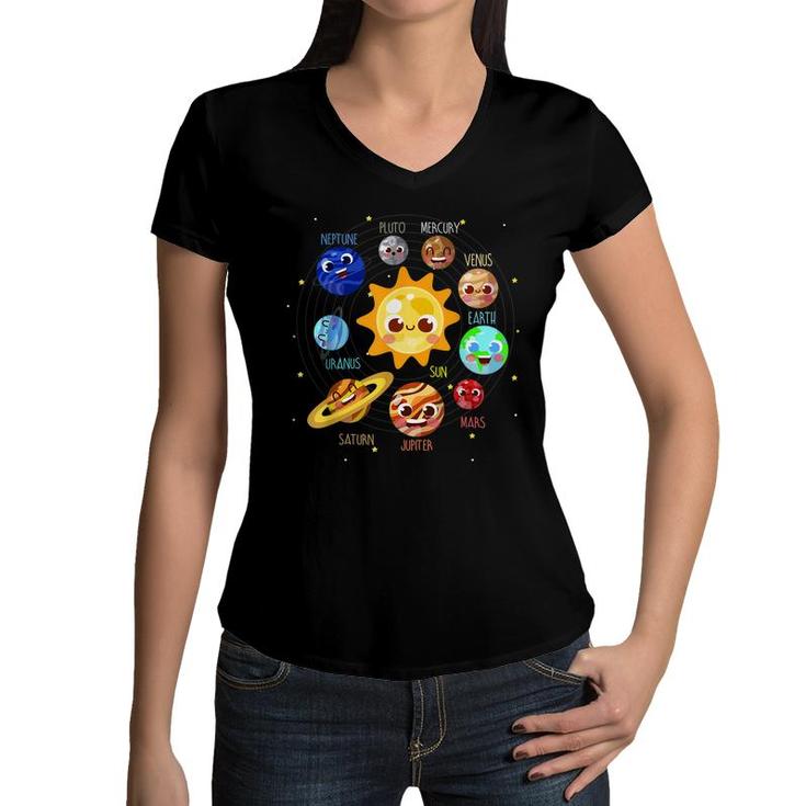 Solar System Planet Space Pluto Kids Future Astronaut 2022  Women V-Neck T-Shirt
