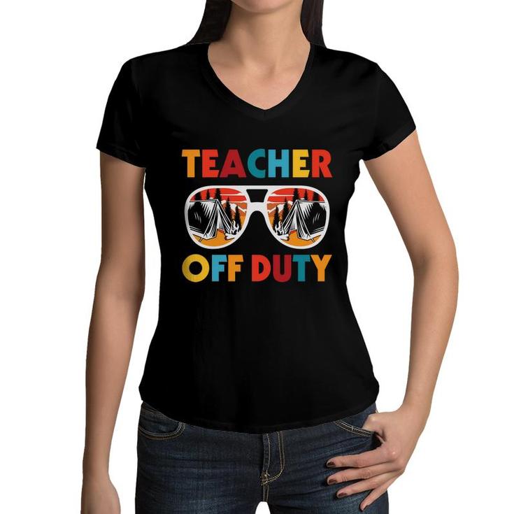 Teacher Off Duty Making Students Very Surprised And Sad Women V-Neck T-Shirt