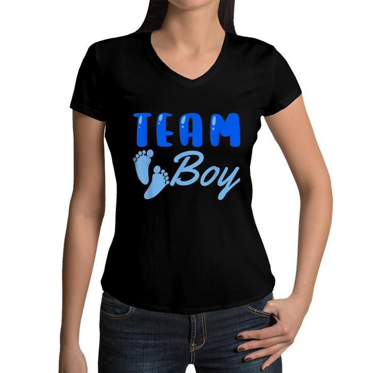 Team Boy Gender Reveal Party Baby Shower Family Matching  Women V-Neck T-Shirt