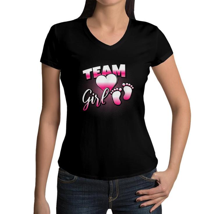Team Girl Gender Reveal  Girls Support Gender Gift  Women V-Neck T-Shirt