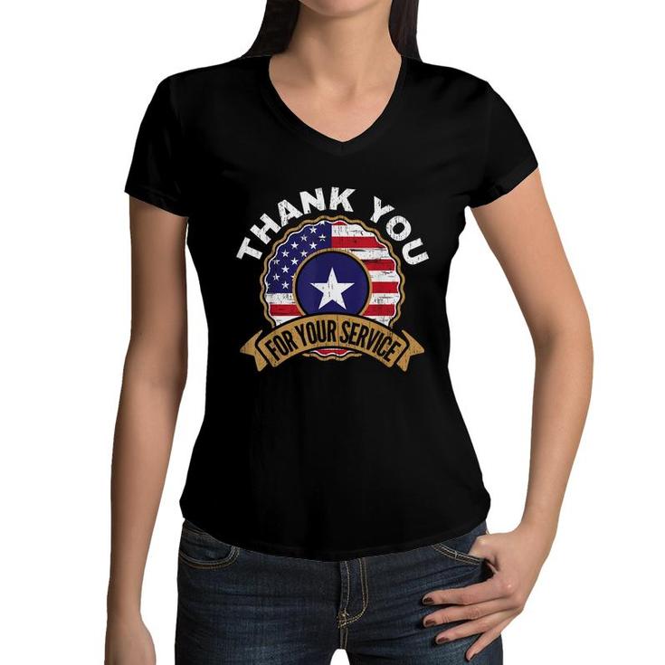 Thank You For Your Service Patriot Memorial Day   Women V-Neck T-Shirt