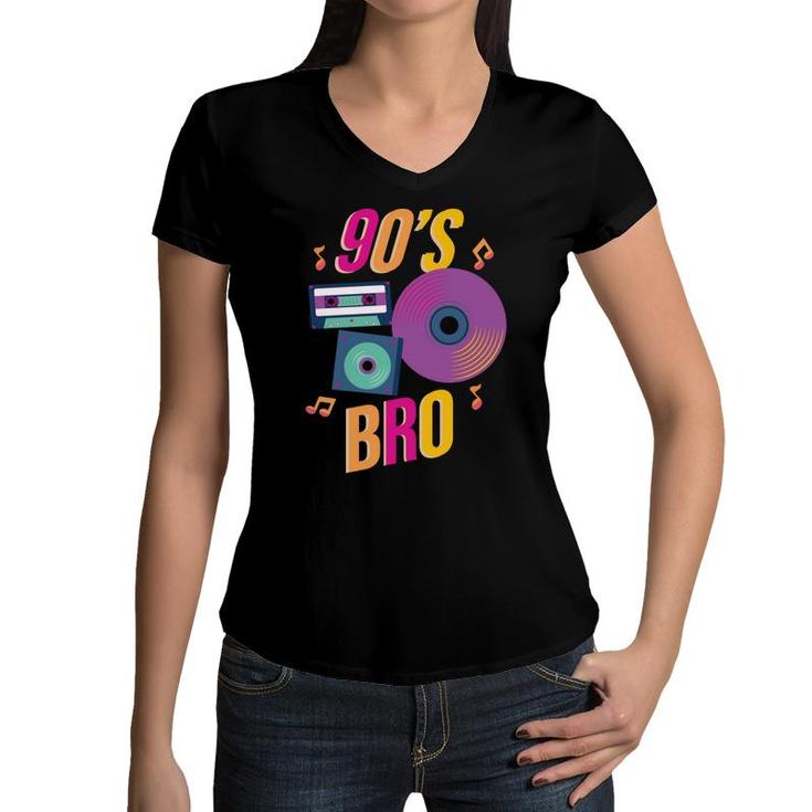 This Is My 90S Bro Music Mixtape Dance Lovers 80S 90S Style Women V-Neck T-Shirt