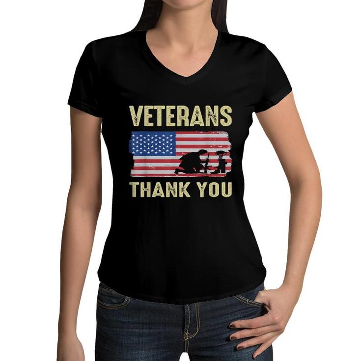 Usa Memorial Day Military Veterans Day 2021 We Thank You  Women V-Neck T-Shirt