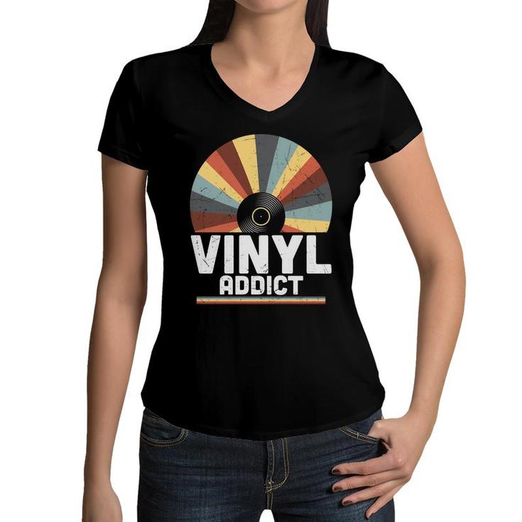 Vinyl Addict Cd Retro Vintage 80S 90S Styles Women V-Neck T-Shirt