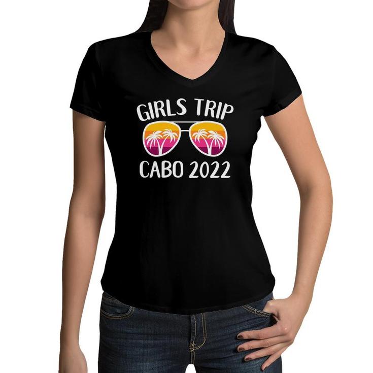 Womens Girls Weekend Women Matching Girls Trip 2022 Cabo Mexico  Women V-Neck T-Shirt
