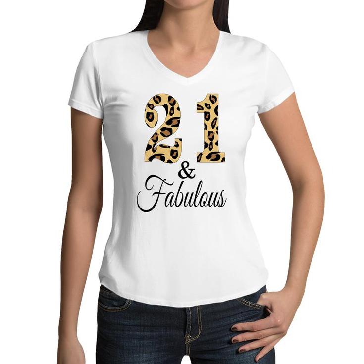 21St Birthday Fabulous Interesting Gift For Friends Women V-Neck T-Shirt