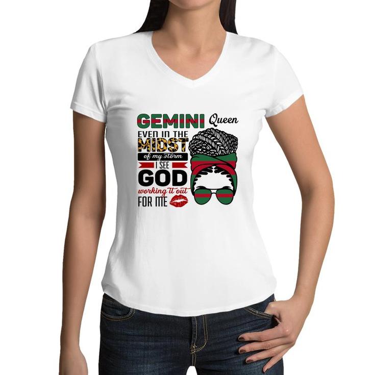 Awesome Color Design Gemini Girl Even In The Midst Birthday Women V-Neck T-Shirt