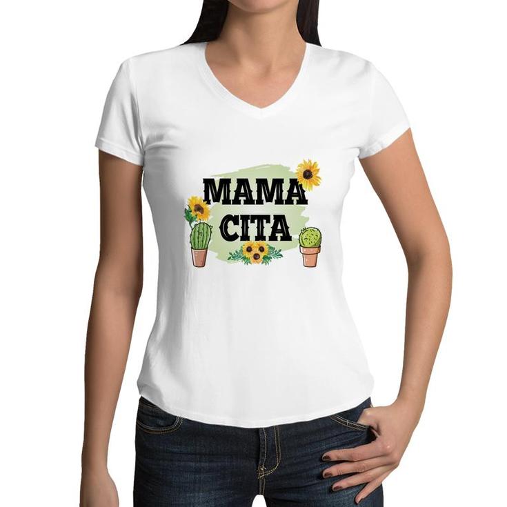 Cinco De Mayo Mama Cita Sunflower Yellow Women V-Neck T-Shirt