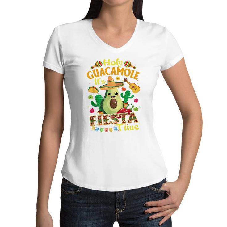 Cinco De Mayo Mexican Holy Guacamole Fiesta Time  Women V-Neck T-Shirt