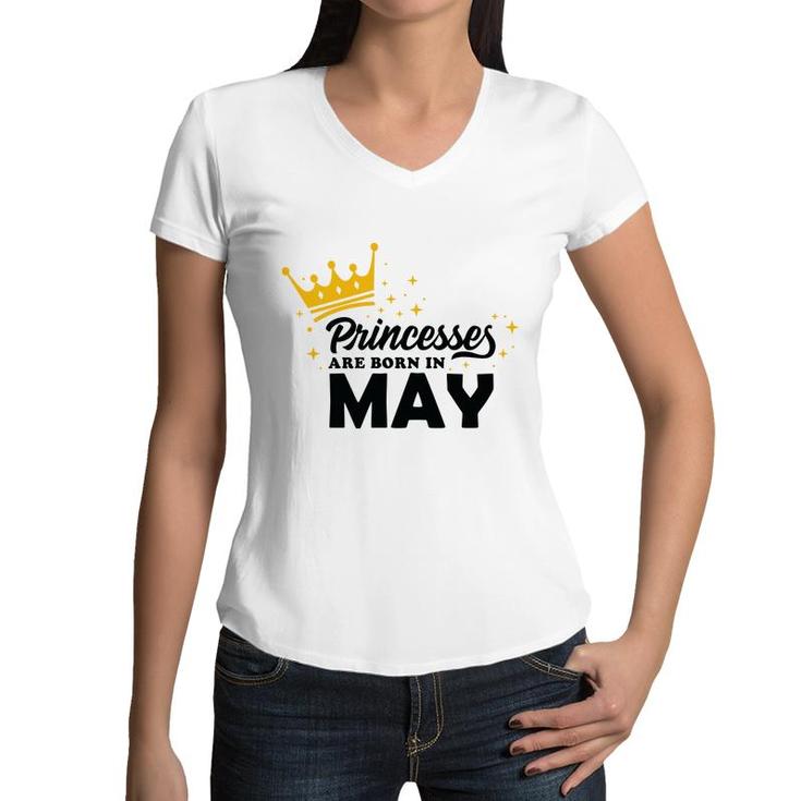 Cool Birthday Gifts Princess Are Born In May Women V-Neck T-Shirt
