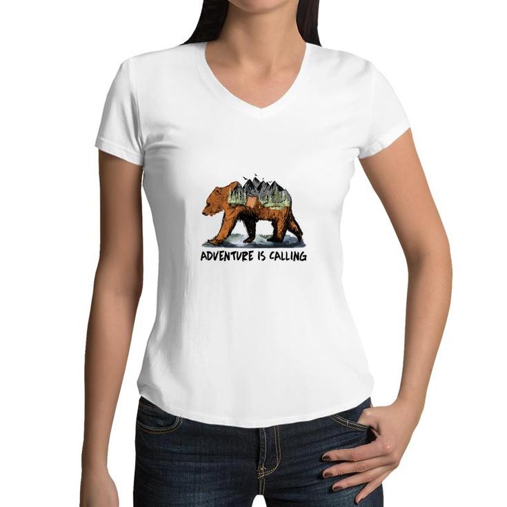 Custom Adventure Is Calling You Join Camp Life Women V-Neck T-Shirt