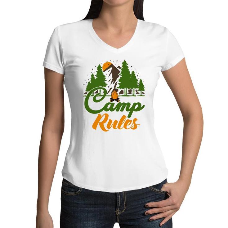Explore Travel Lover Makes Camp Rules For Them Women V-Neck T-Shirt
