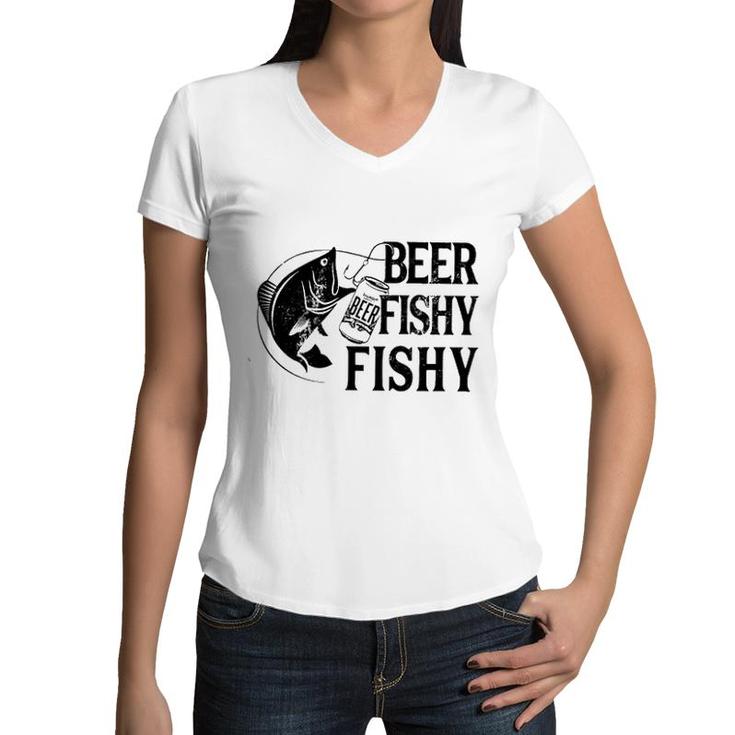 Fishing And Beer Fishy Fishy 2022 Trend Women V-Neck T-Shirt