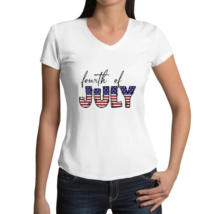 Fourth Of July July Independence Day Great 2022 Women V-Neck T-Shirt