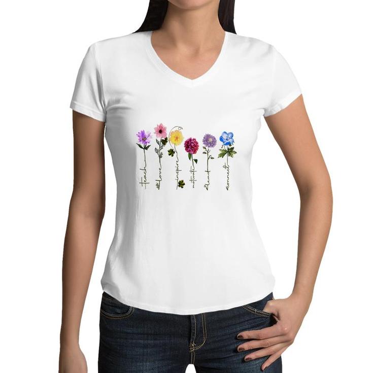 God Say You Are Teach Love Inspire Motivate Lead Connect Women V-Neck T-Shirt