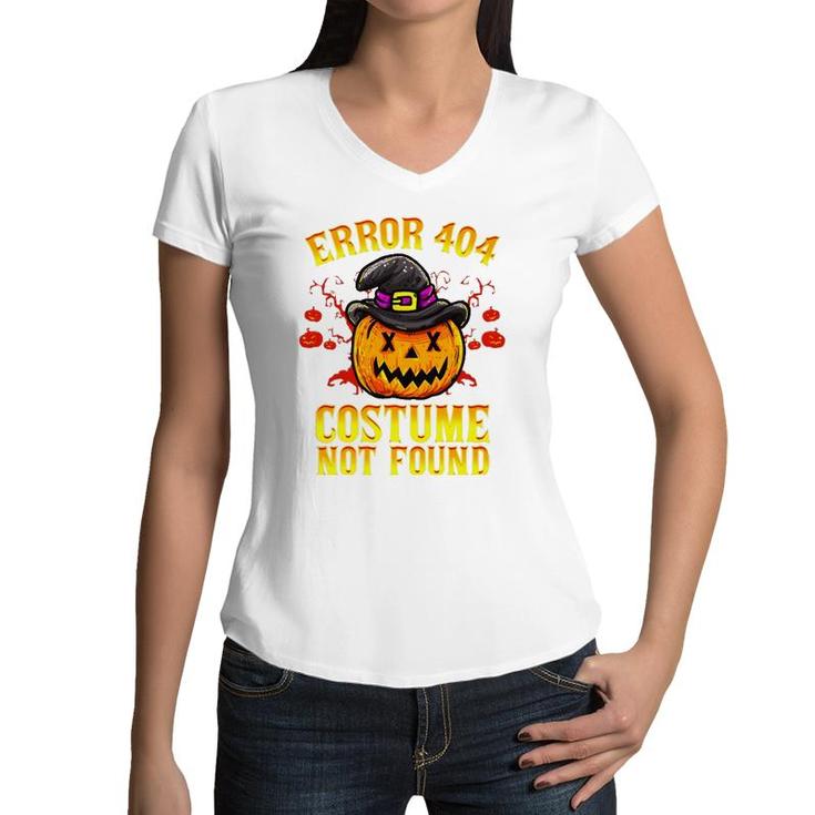 Halloween Easy Costume Not Found Funny Humor Men Women Kids Women V-Neck T-Shirt