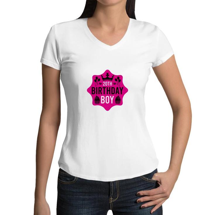 Happy 20Th Birthday Growing Up Boy With Many Gifts Since 2002 Women V-Neck T-Shirt