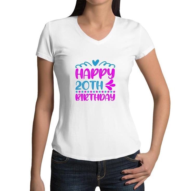 Happy 20Th Birthday With Many Memories Since I Was Born In 2002 Women V-Neck T-Shirt
