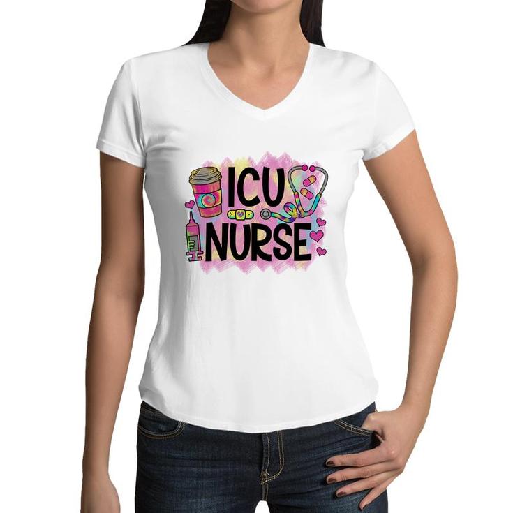 Icu Nurse Nurses Day Colorful 2022  Women V-Neck T-Shirt