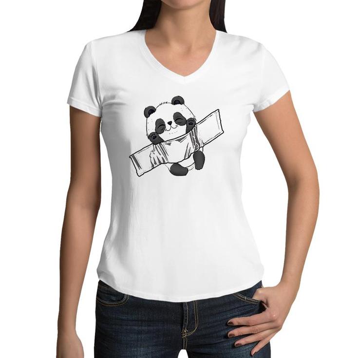 Kawaii Panda In Pocket Cute Panda Lover Gifts Kids Youth Women V-Neck T-Shirt