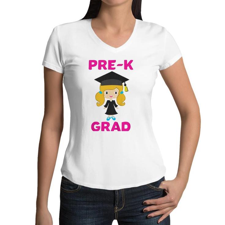 Kids Cute Preschool Pre-K Graduation Gift Girls Graduate Women V-Neck T-Shirt