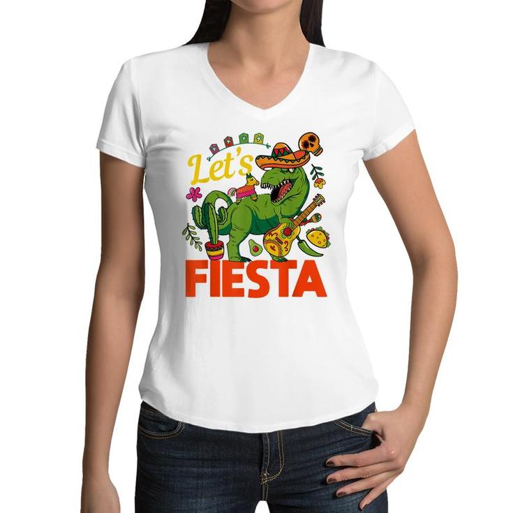 Lets Fiesta Cinco De Mayo Camisa Mexicana Hombre  Women V-Neck T-Shirt