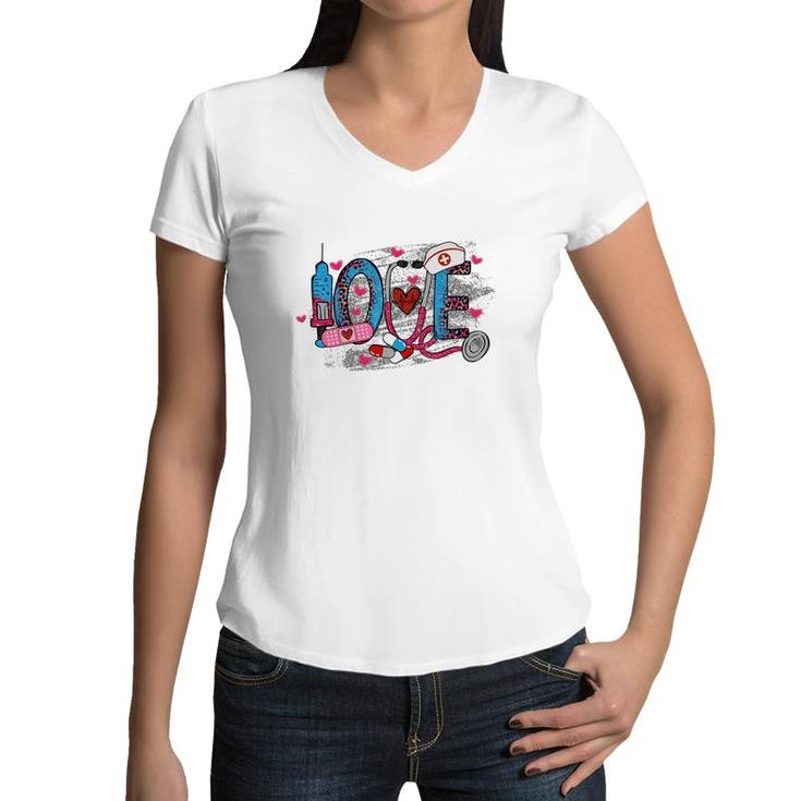 Love Nurse Great Impression Gift For Human New 2022 Women V-Neck T-Shirt