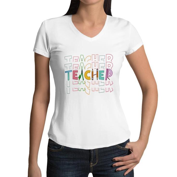 Math Teacher And A Creative And Logical Person At Work Women V-Neck T-Shirt