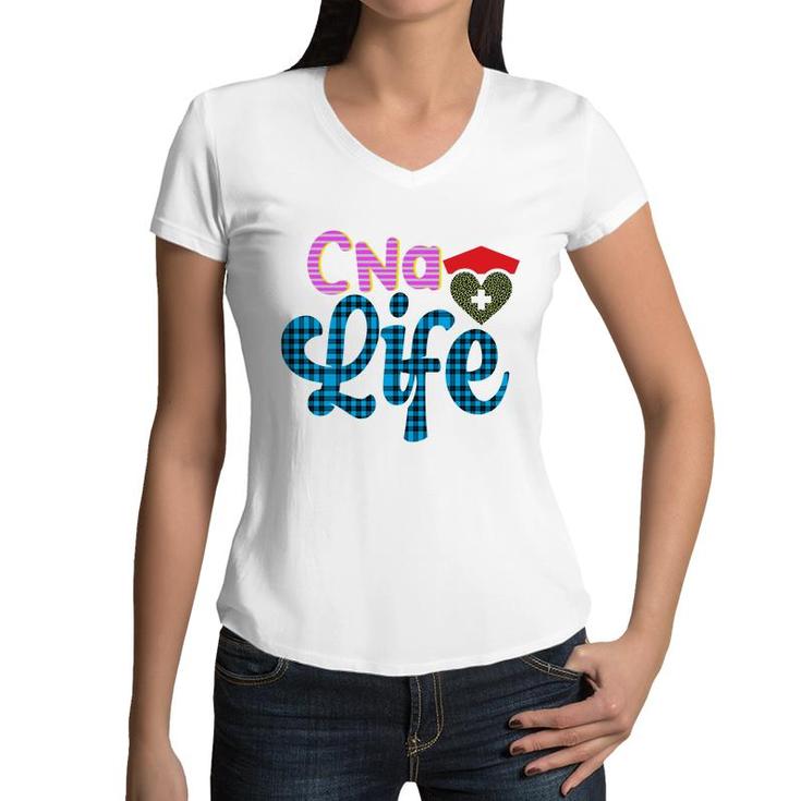 Nurses Day Cna Life Caro Blue Word Gift 2022 Women V-Neck T-Shirt