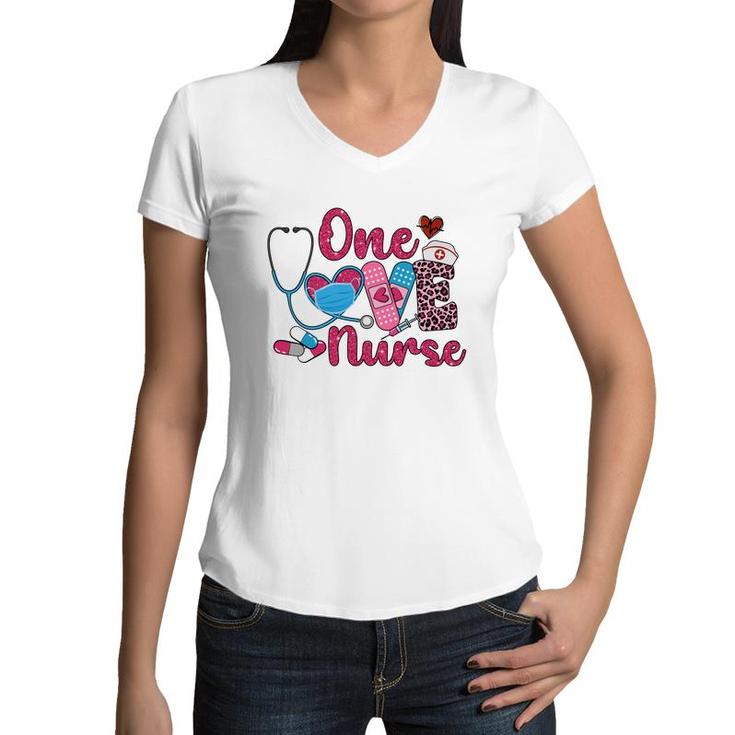 One Love Nurse Job Cute Colors New 2022 Gift Women V-Neck T-Shirt