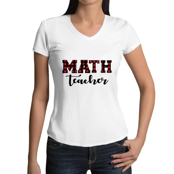 Plaid Math Teacher Cool Awesome Gifts Women V-Neck T-Shirt