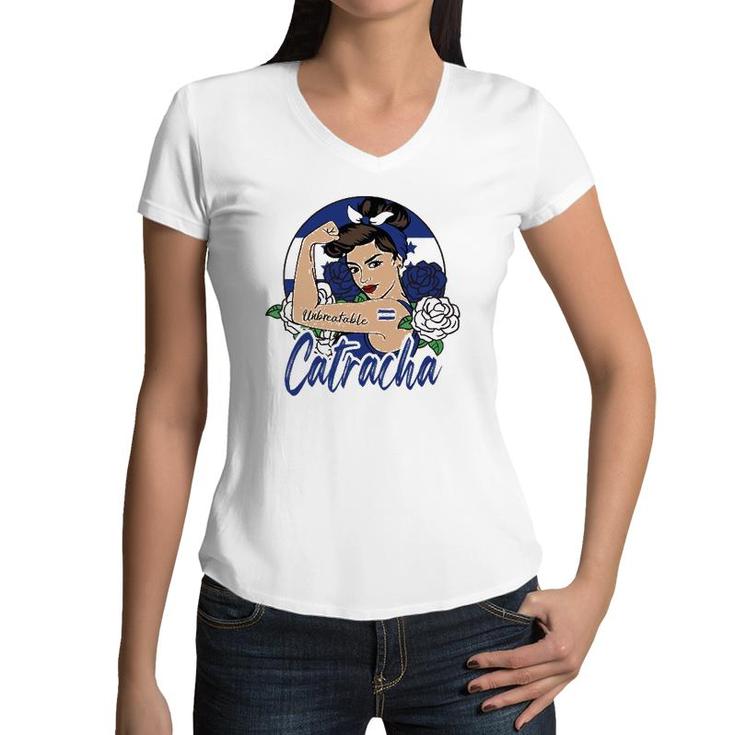 Soy Catracha Honduras Girl Honduran Mujer Hondureña Flag Women V-Neck T-Shirt