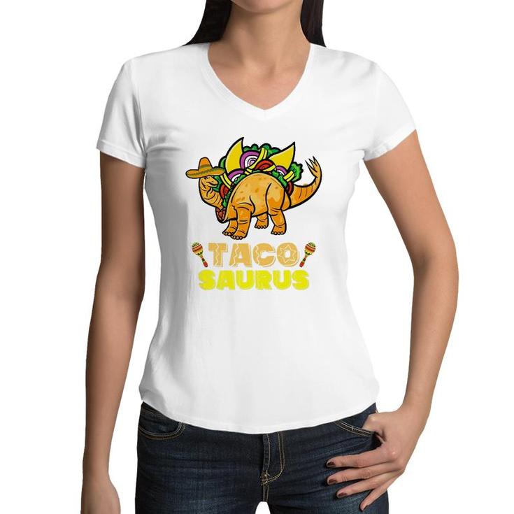 Tacosaurus  Kid Taco Cinco De Mayo Kid Dinosaur Taco Women V-Neck T-Shirt