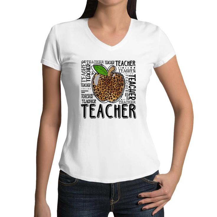 Teachers Are The Owners Of The Apple Of Knowledge Women V-Neck T-Shirt