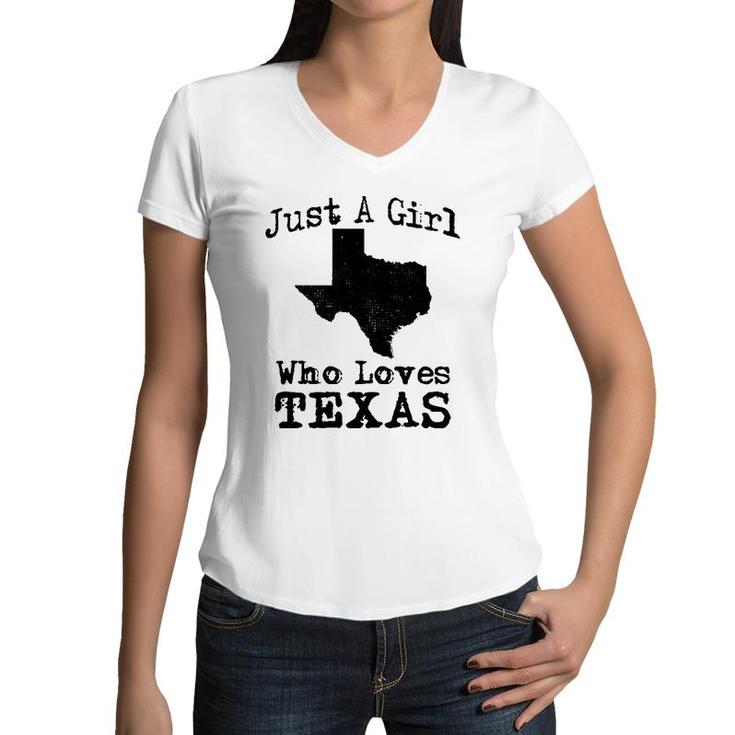 Texas Flag Map Outfit Girl Who Love Texan Patriot Gift Idea Women V-Neck T-Shirt