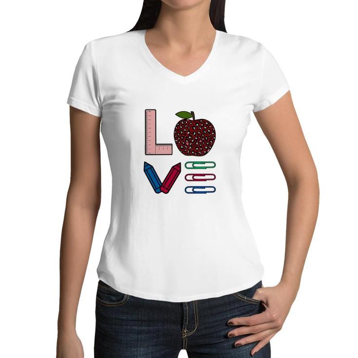 The Teacher Has A Love For His Work And Students Women V-Neck T-Shirt