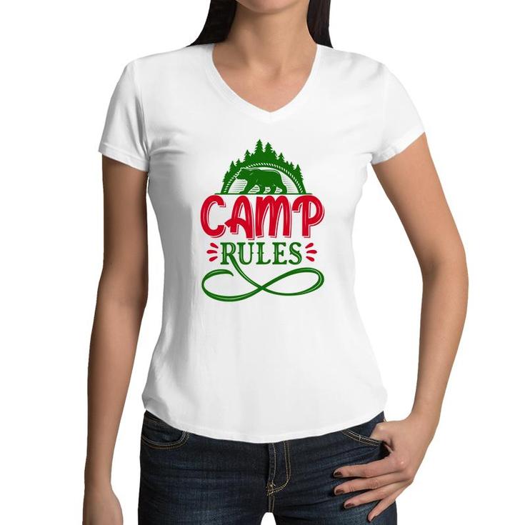 Travel Lover Makes Camp Rules For Them In The Exploration Women V-Neck T-Shirt