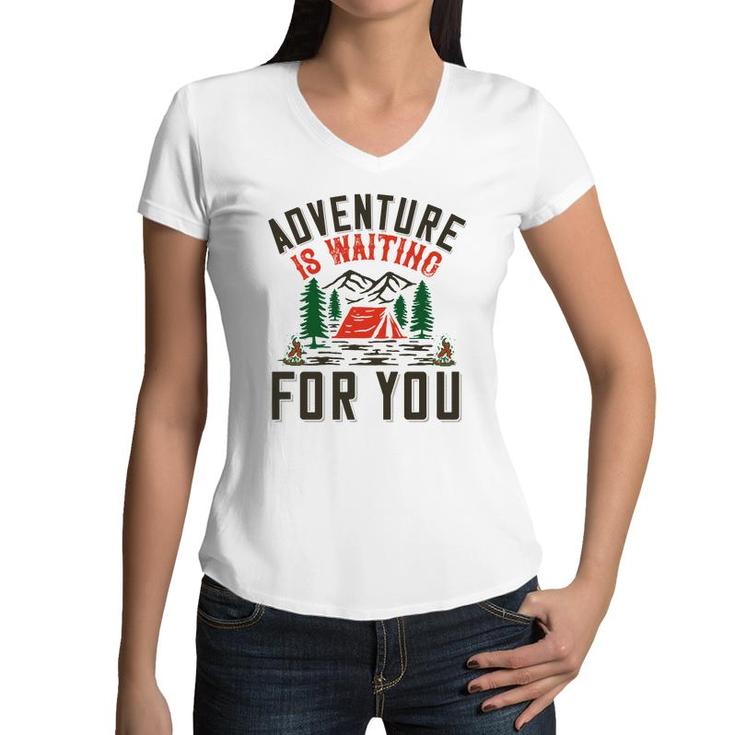 Travel Lover Says Adventure Is Waiting For You To Explore Women V-Neck T-Shirt