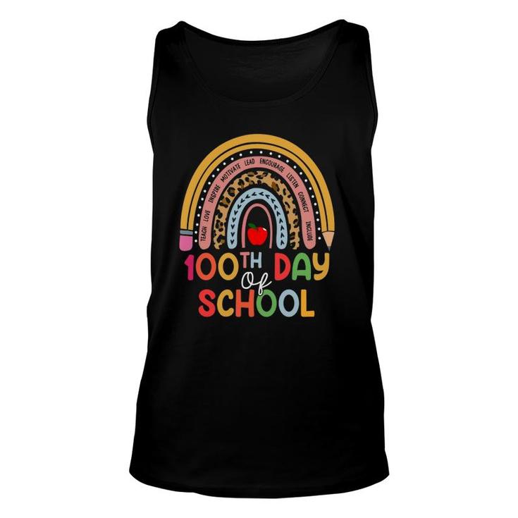 100Th Day Of School Teacher 100 Days Smarter Boho Rainbow Unisex Tank Top