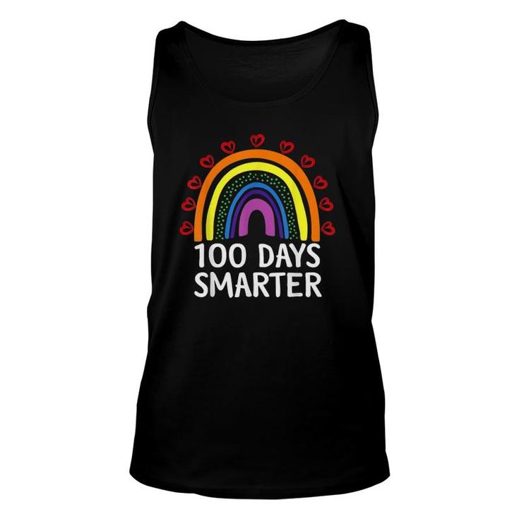100Th Day Of School Teacher Student 100 Days Smarter Hearts Rainbow Unisex Tank Top