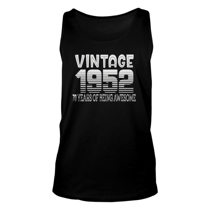1952 70 Years Old 70Th Birthday Gift Idea Vintage  Unisex Tank Top