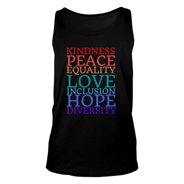 Womens 2021 Human Rights Peace Love Inclusion Equality Diversity V-Neck Tank Top
