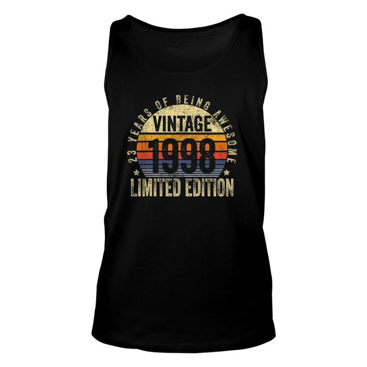23 Years Old Gifts Vintage 1998 Limited Edition 23Rd Birthday Unisex Tank Top