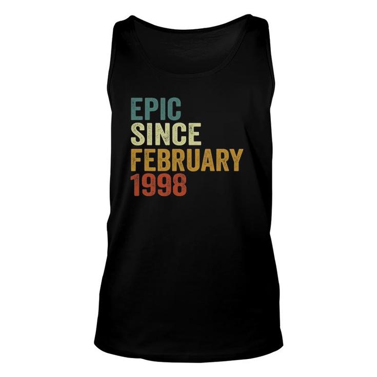 25 Years Old Gifts 25Th Birthday Epic Since February 1998 Ver2 Unisex Tank Top