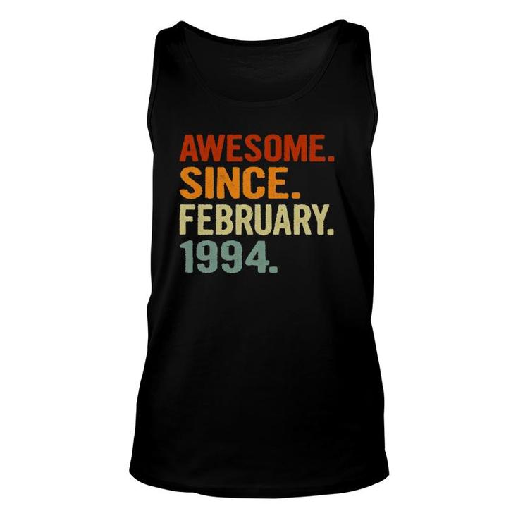 27 Years Old Retro Birthday Gift Awesome Since February 1994 Ver2 Unisex Tank Top