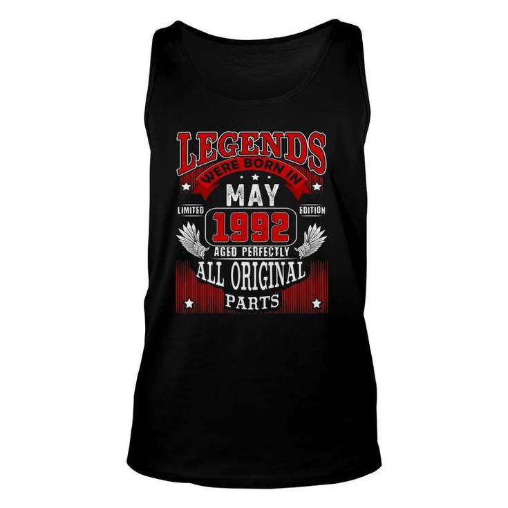 30Th Birthday Tee For Legends Born May 1992 30 Years Old Unisex Tank Top